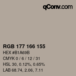 Color code: RGB 177 166 155 | qconv.com