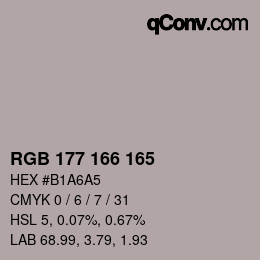 Código de color: RGB 177 166 165 | qconv.com