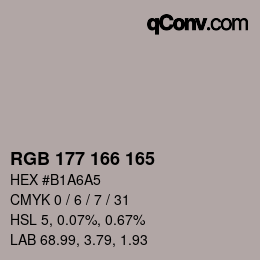 颜色代码: RGB 177 166 165 | qconv.com