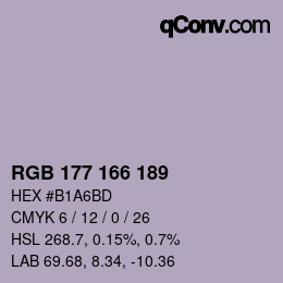 Color code: RGB 177 166 189 | qconv.com