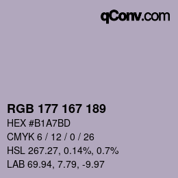 カラーコード: RGB 177 167 189 | qconv.com