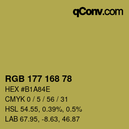 カラーコード: RGB 177 168 78 | qconv.com