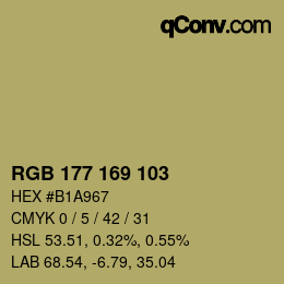 カラーコード: RGB 177 169 103 | qconv.com