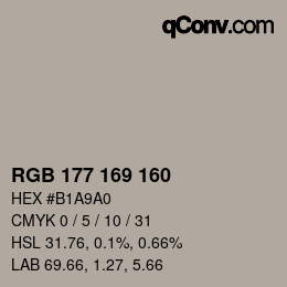 Color code: RGB 177 169 160 | qconv.com