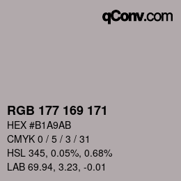 颜色代码: RGB 177 169 171 | qconv.com