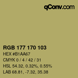 Color code: RGB 177 170 103 | qconv.com