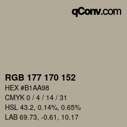 カラーコード: RGB 177 170 152 | qconv.com