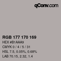 颜色代码: RGB 177 170 169 | qconv.com