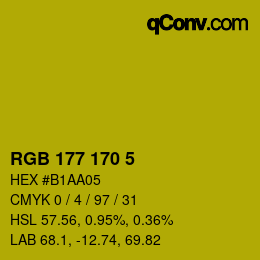 Color code: RGB 177 170 5 | qconv.com