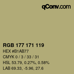 カラーコード: RGB 177 171 119 | qconv.com