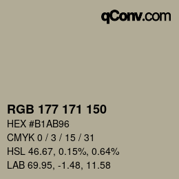 Farbcode: RGB 177 171 150 | qconv.com