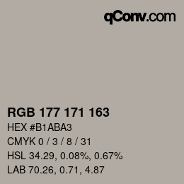 Código de color: RGB 177 171 163 | qconv.com