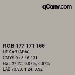 Color code: RGB 177 171 166 | qconv.com