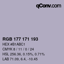 Color code: RGB 177 171 193 | qconv.com