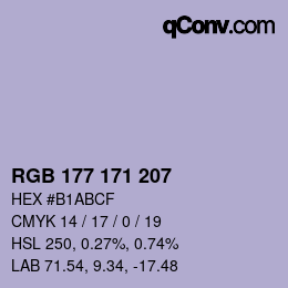 Farbcode: RGB 177 171 207 | qconv.com