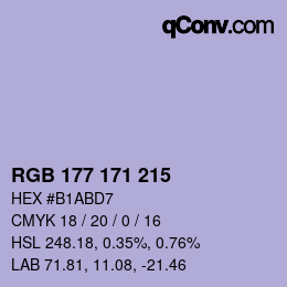 カラーコード: RGB 177 171 215 | qconv.com