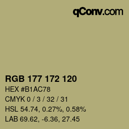 カラーコード: RGB 177 172 120 | qconv.com