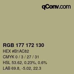 Código de color: RGB 177 172 130 | qconv.com