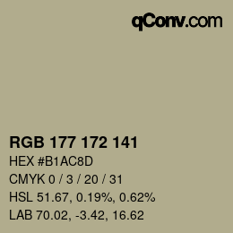 カラーコード: RGB 177 172 141 | qconv.com
