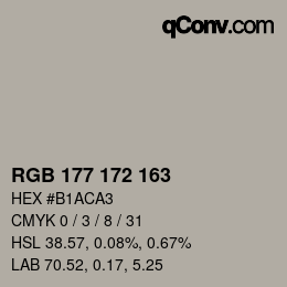 Color code: RGB 177 172 163 | qconv.com
