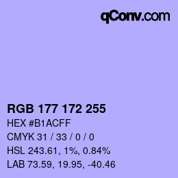Color code: RGB 177 172 255 | qconv.com