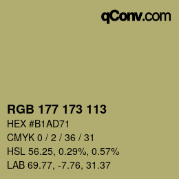 Código de color: RGB 177 173 113 | qconv.com