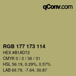 Farbcode: RGB 177 173 114 | qconv.com