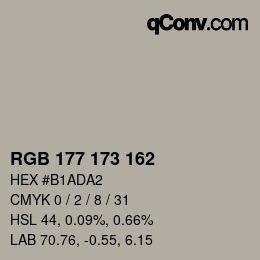 Color code: RGB 177 173 162 | qconv.com