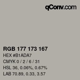 カラーコード: RGB 177 173 167 | qconv.com