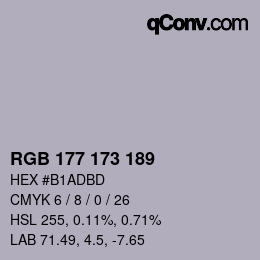 Color code: RGB 177 173 189 | qconv.com