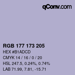 Farbcode: RGB 177 173 205 | qconv.com