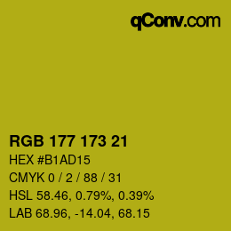 カラーコード: RGB 177 173 21 | qconv.com