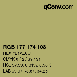 Color code: RGB 177 174 108 | qconv.com