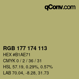 Color code: RGB 177 174 113 | qconv.com