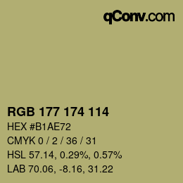 Color code: RGB 177 174 114 | qconv.com