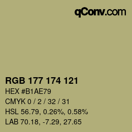 Color code: RGB 177 174 121 | qconv.com
