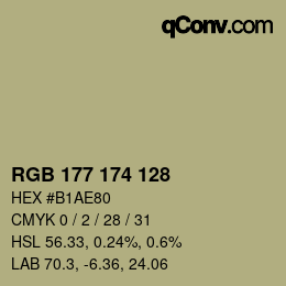 カラーコード: RGB 177 174 128 | qconv.com