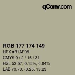 Color code: RGB 177 174 149 | qconv.com