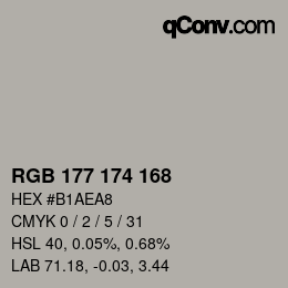 Color code: RGB 177 174 168 | qconv.com