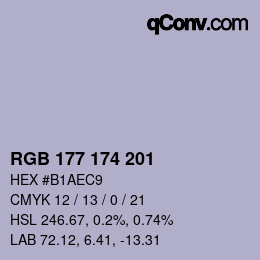 Color code: RGB 177 174 201 | qconv.com