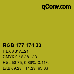 Color code: RGB 177 174 33 | qconv.com