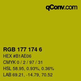 Color code: RGB 177 174 6 | qconv.com