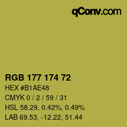 Color code: RGB 177 174 72 | qconv.com