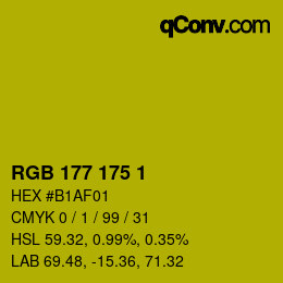 Color code: RGB 177 175 1 | qconv.com