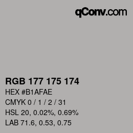 Color code: RGB 177 175 174 | qconv.com