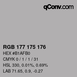 Color code: RGB 177 175 176 | qconv.com