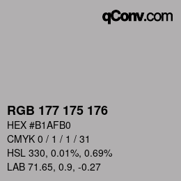 颜色代码: RGB 177 175 176 | qconv.com