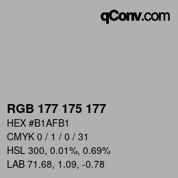 颜色代码: RGB 177 175 177 | qconv.com