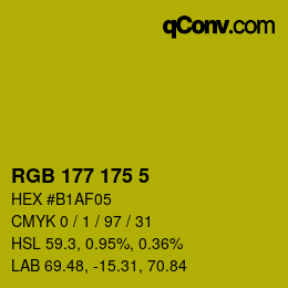 Color code: RGB 177 175 5 | qconv.com