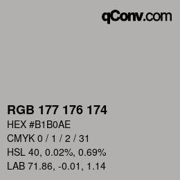 Color code: RGB 177 176 174 | qconv.com